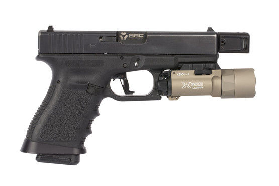 The X300U Surefire weapon light is fully ambidextrous and compatible with remote tape switches